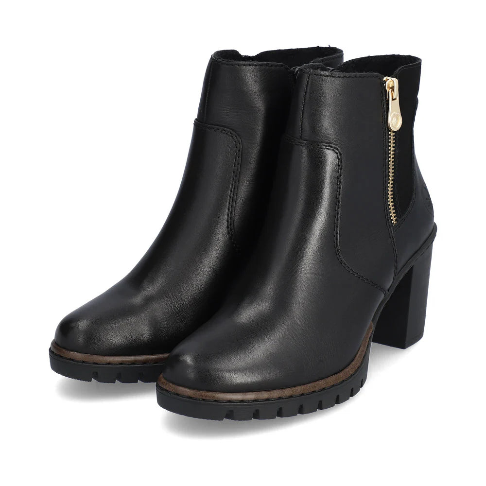 Rieker Women's Block Heel Ankle Boot - Black
