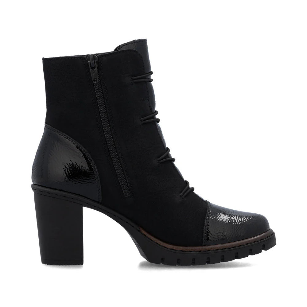 Rieker Women's Button Detail Ankle Boot - Black/Red