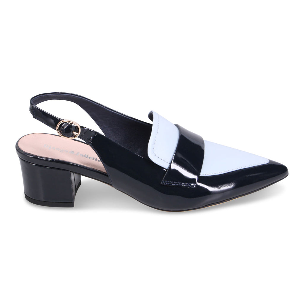 Django & Juliette Aiday Slingback Heel - Navy Denim Patent