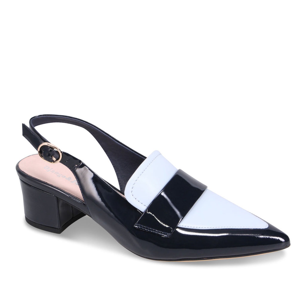 Django & Juliette Aiday Slingback Heel - Navy Denim Patent