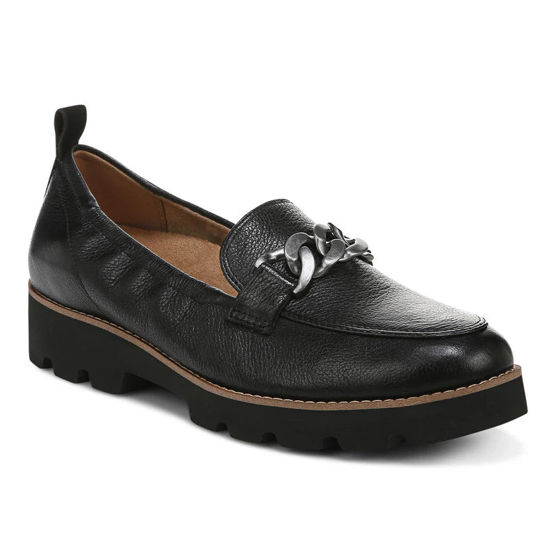 Vionic Cynthia Chain Detail Leather Loafer - Black