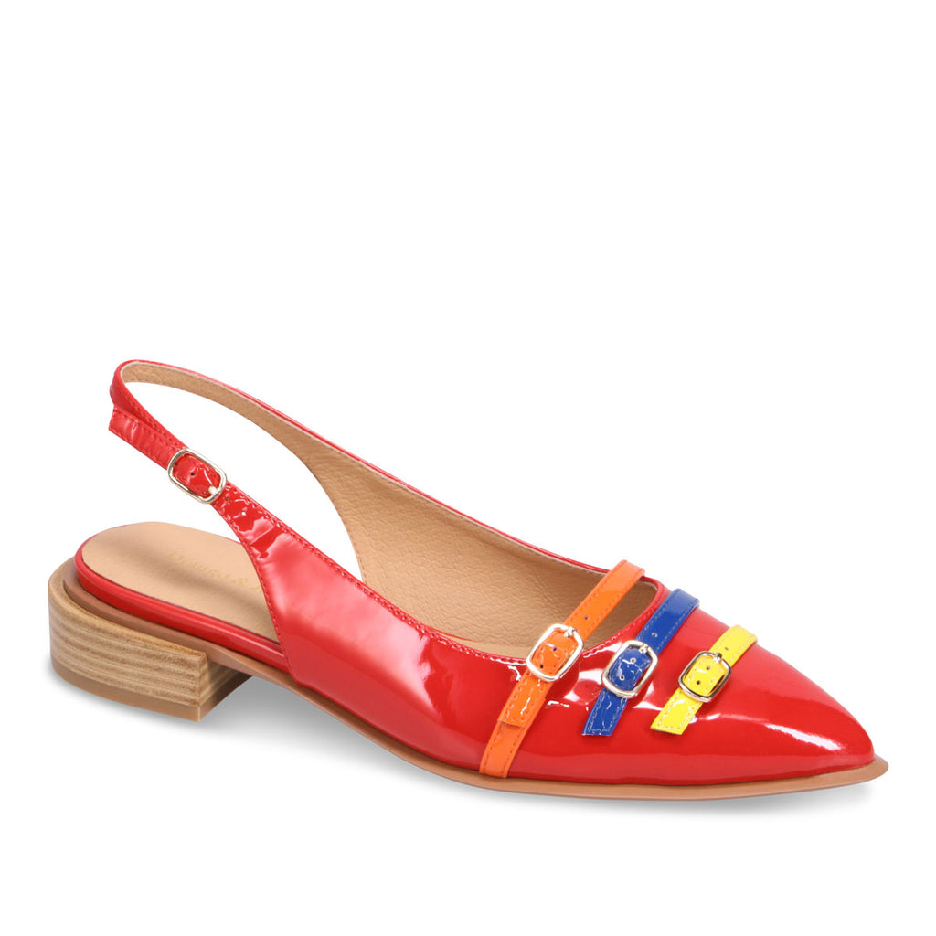 Django & Juliette Eshano Slingback Flat - Red Multi