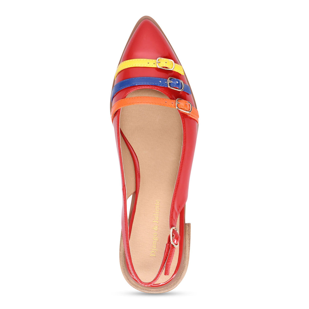Django & Juliette Eshano Slingback Flat - Red Multi