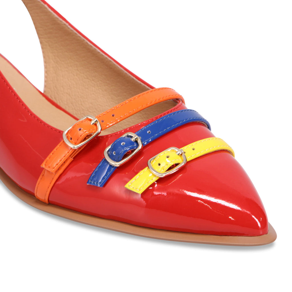Django & Juliette Eshano Slingback Flat - Red Multi