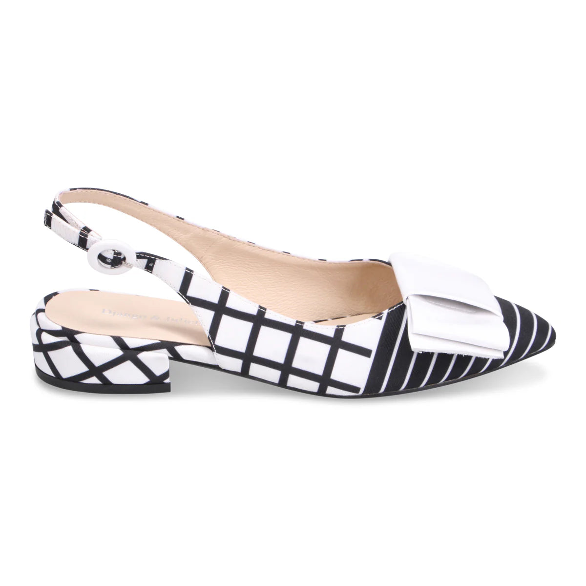 Django & Juliette Evenning Slingback Flat - Black White