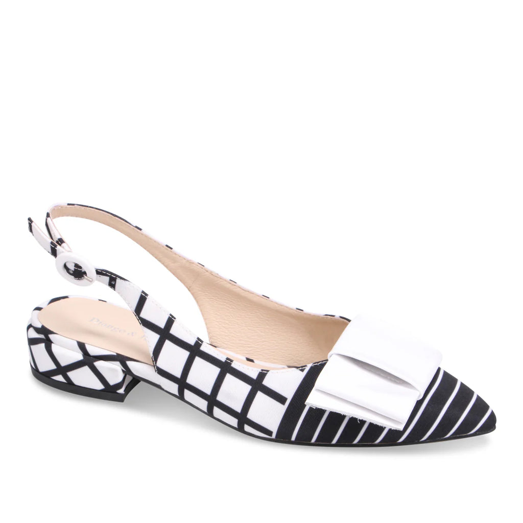 Django & Juliette Evenning Slingback Flat - Black White