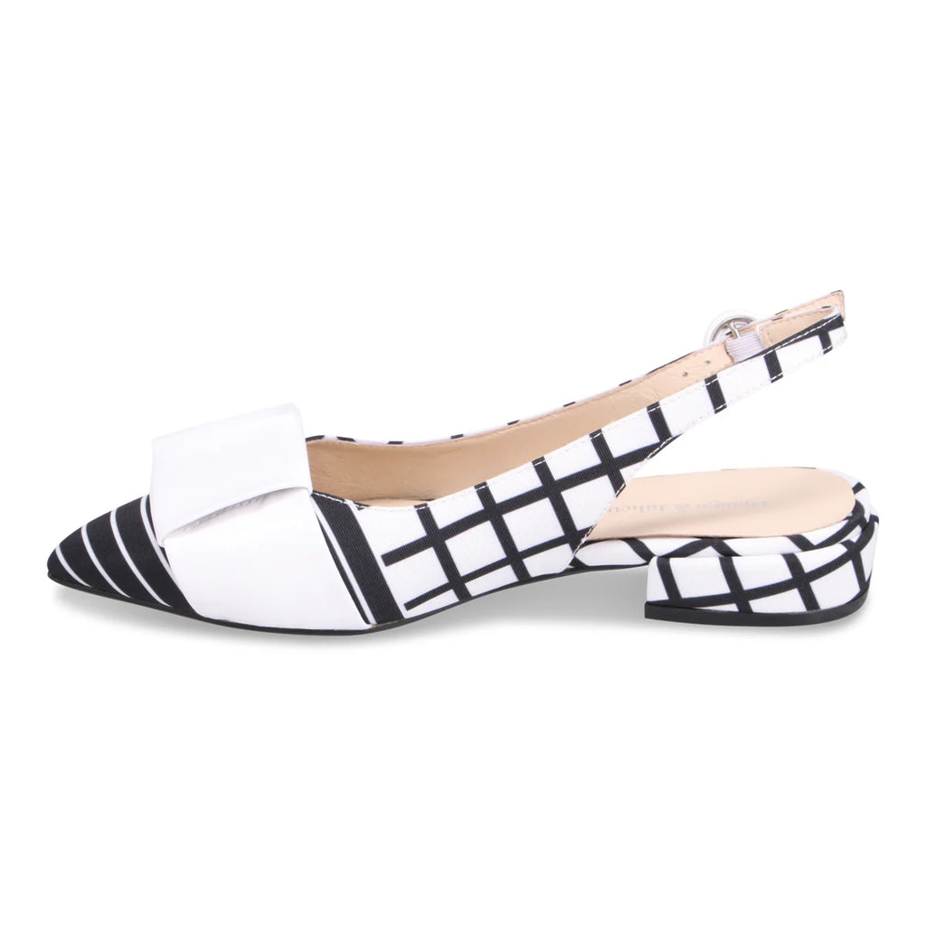 Django & Juliette Evenning Slingback Flat - Black White