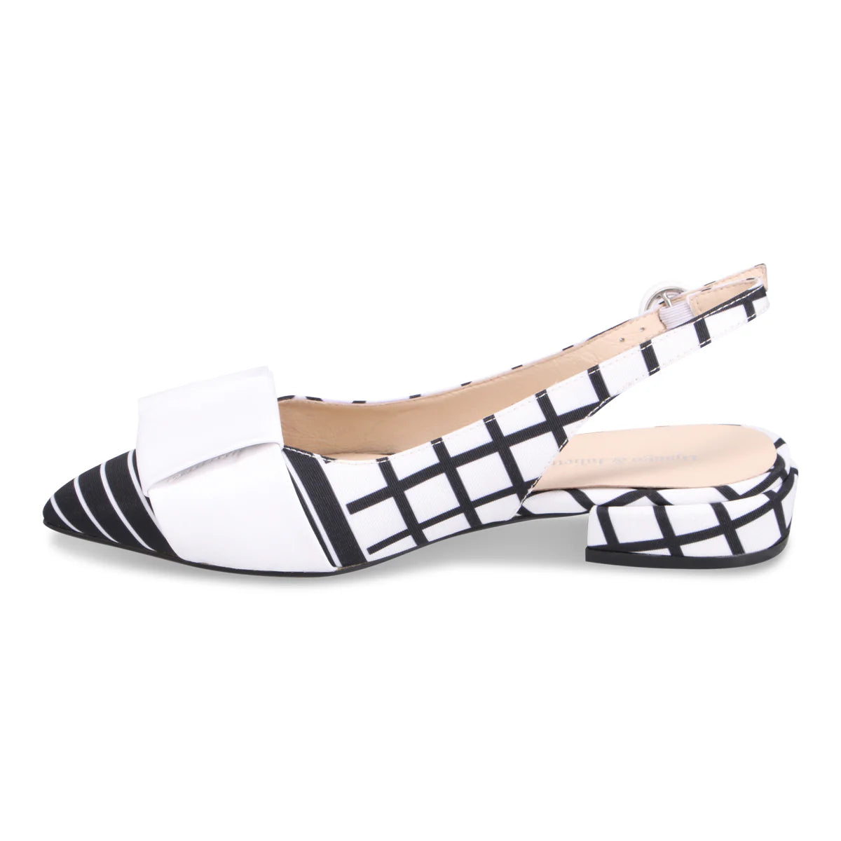 Django & Juliette Evenning Slingback Flat - Black White