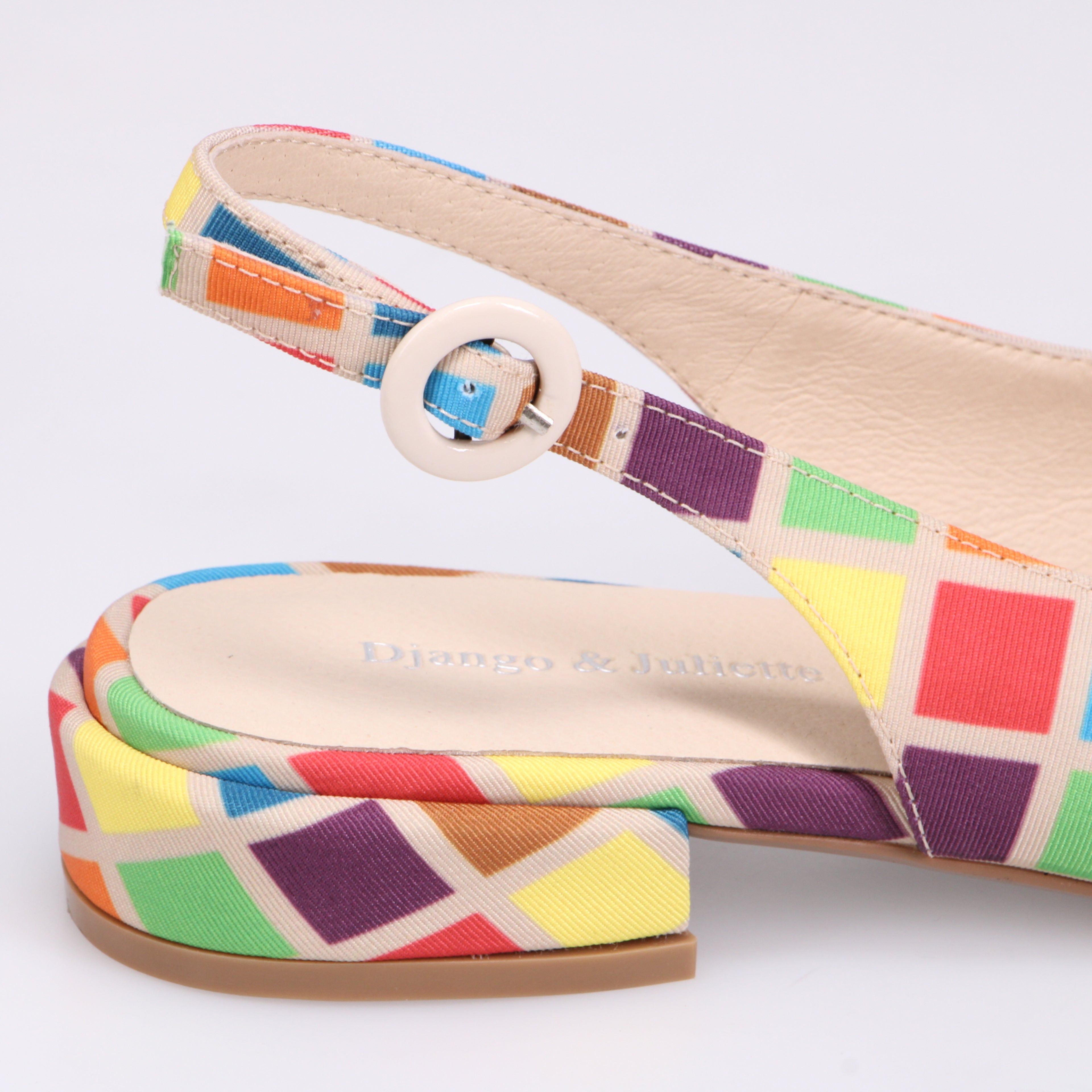 Django & Juliette Evenning Slingback Flat - Natural Bright Multi