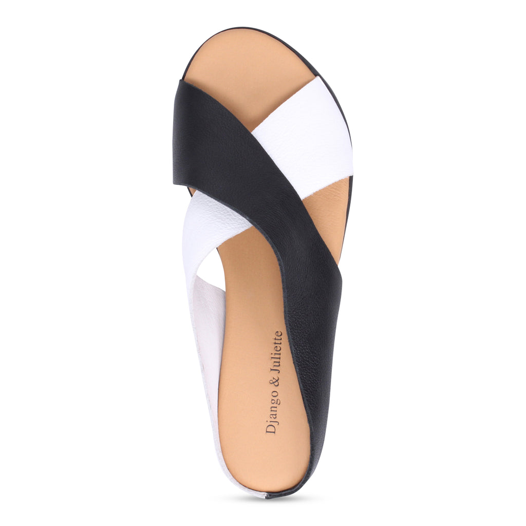 Django & Juliette Harli Slide Sandal - Black White