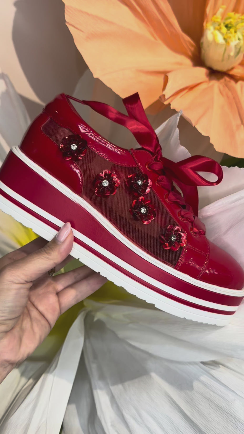 Django & Juliette Mesh Platform Sneaker Red Serenoy