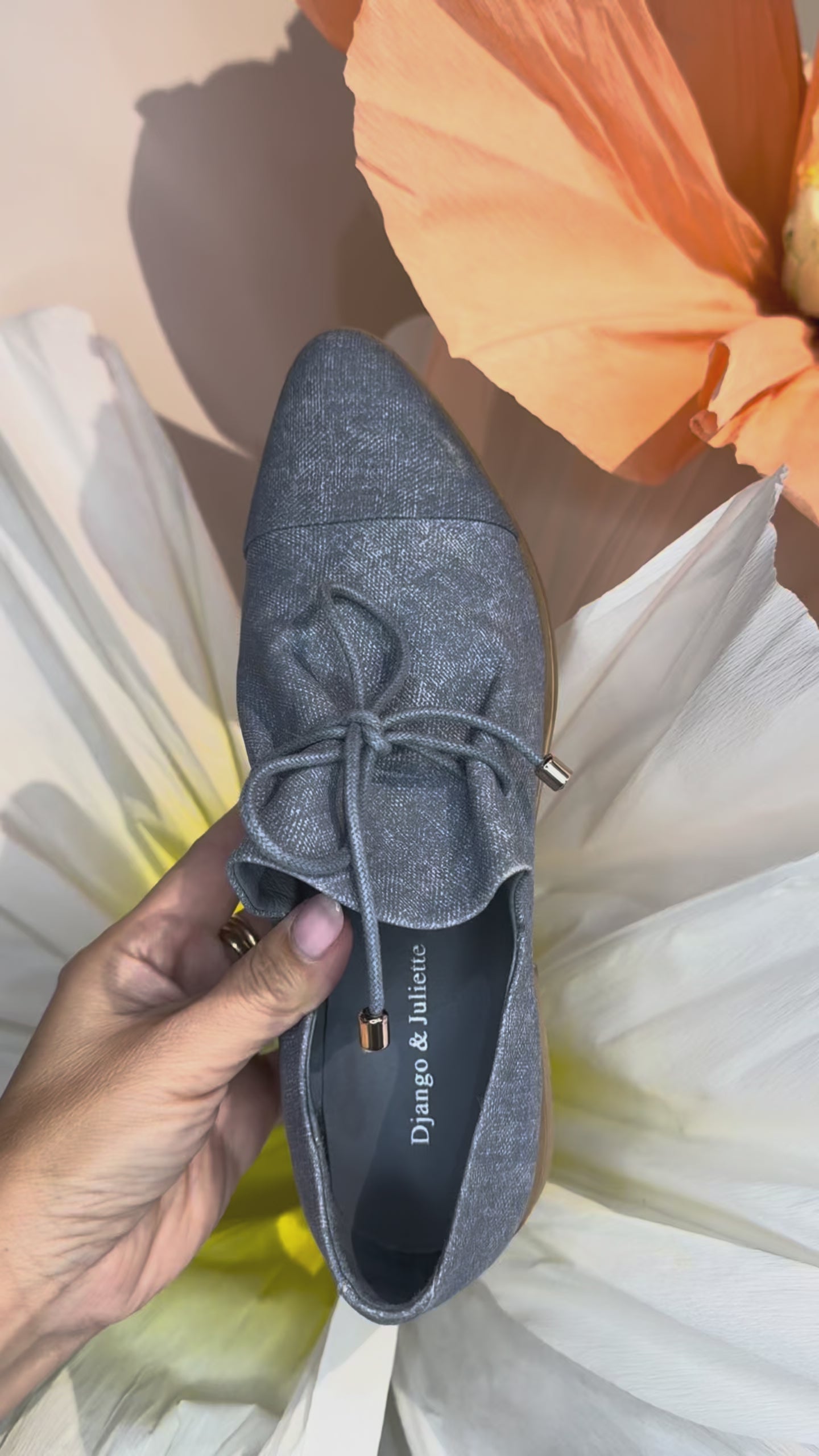 Django & Juliette Kotty Slip on - Leather Blue Denim Pattern