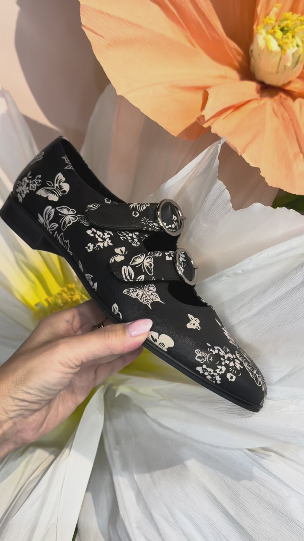 Django & Juliette Gifth Leather Double Strap Loafer Milk Floral