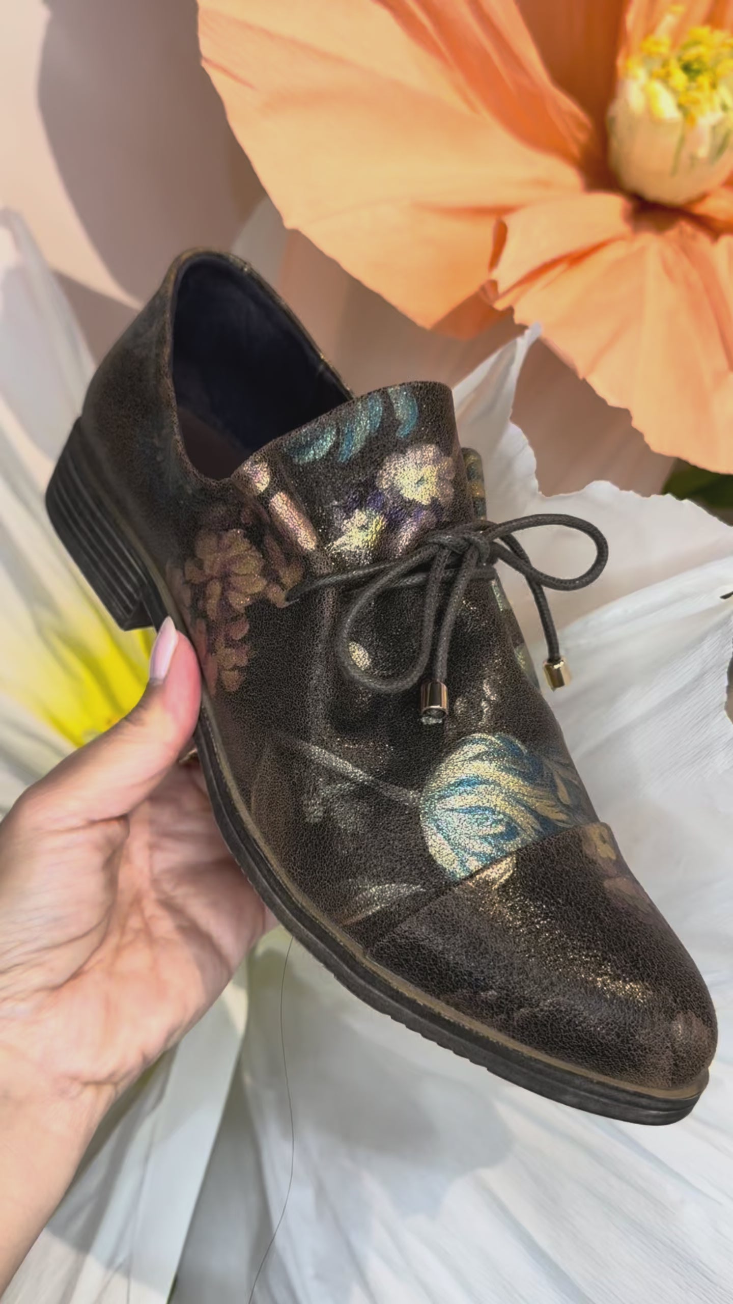 Django & Juliette Kotty Slip on - Floral Metallic Pattern