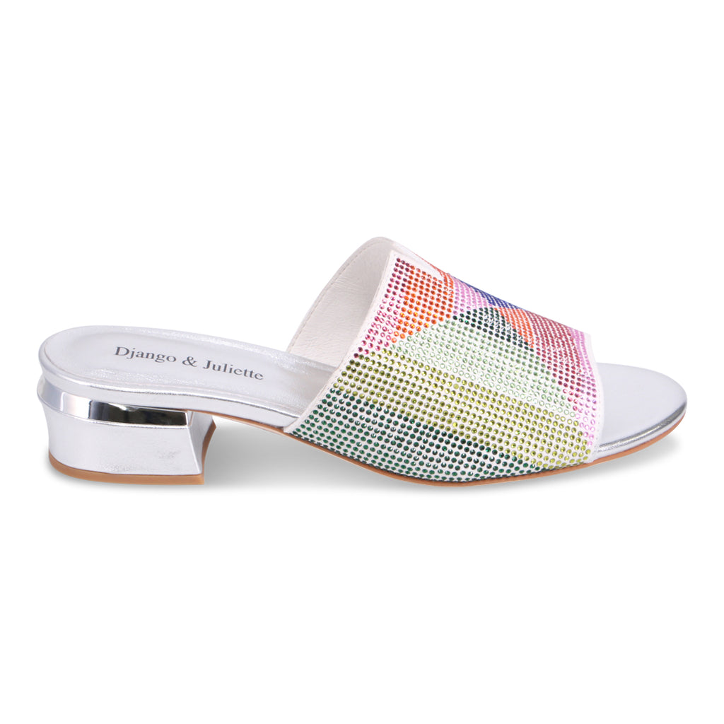 Django & Juliette Tammy Heeled Slide - Silver Multi