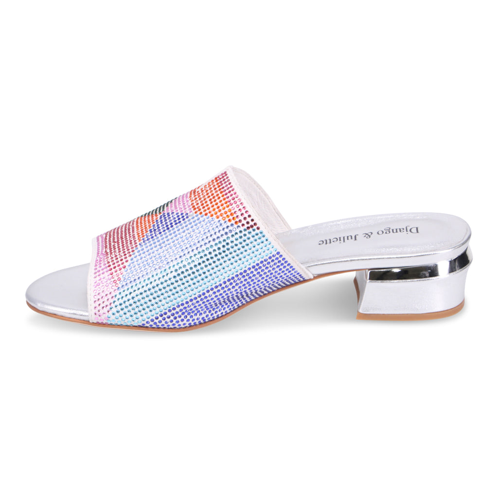 Django & Juliette Tammy Heeled Slide - Silver Multi