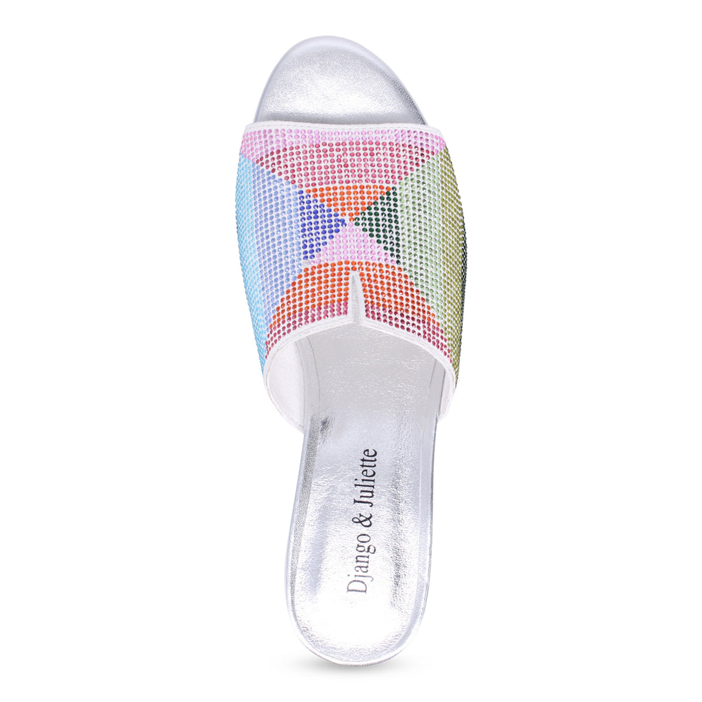 Django & Juliette Tammy Heeled Slide - Silver Multi